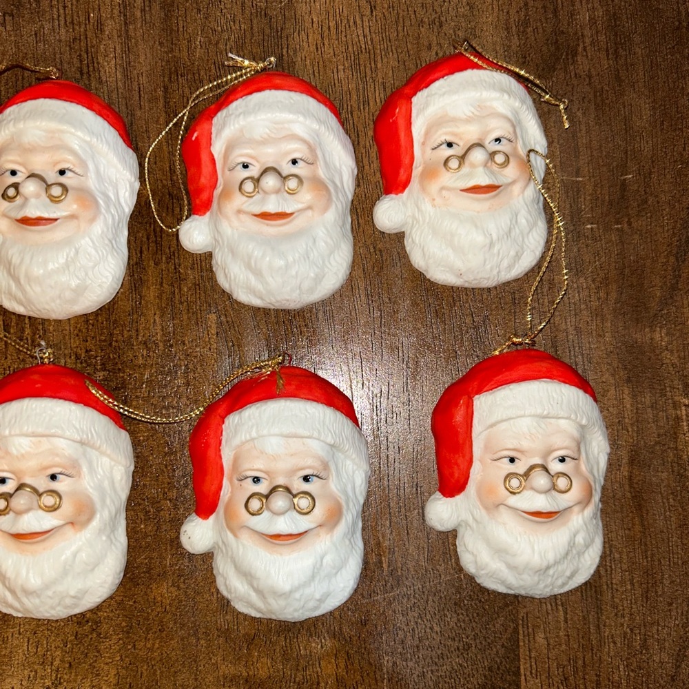 Enesco Santa Claus 1989 Vintage Porcelain Holiday Ornaments Set of 6 - Picture 4 of 5